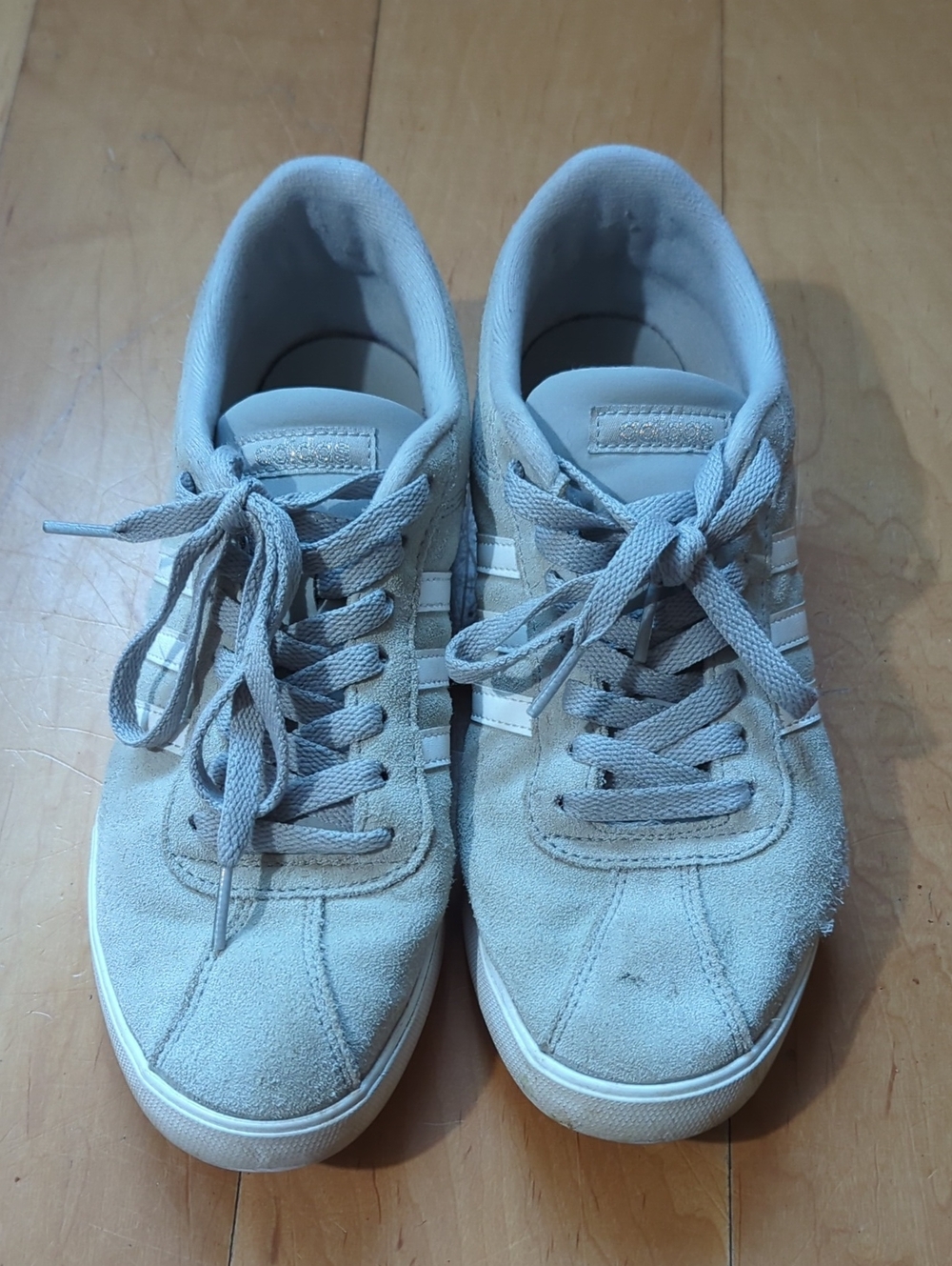 Adidas Light Grey and White Neo Suede Sneakers